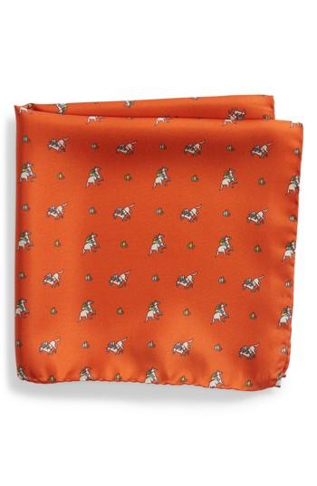 Men's Lazyjack Press Riding Derby Silk Pocket Square, Size - Orange
