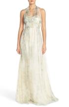 Women's Jenny Yoo 'annabelle' Print Tulle Convertible Column Gown - Ivory
