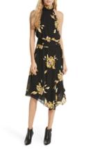 Women's Joie Kehlani Belted Floral Silk Dress - Black
