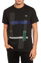 Men's Lacoste Tech Vertical Stripe Graphic T-shirt (s) - Black