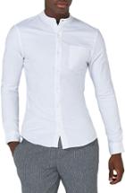 Men's Topman Muscle Fit Band Collar Shirt, Size - White