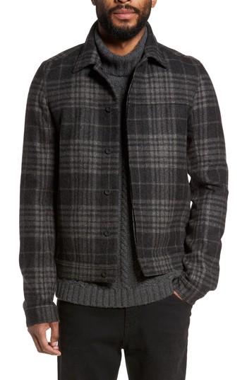 Men's Vince Plaid Trucker Jacket - Grey