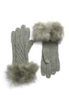 Women's Cc Faux Fur Trim Knit Tech Gloves, Size - Grey