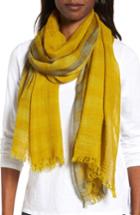 Women's Eileen Fisher Plaid Wool Scarf, Size - Yellow