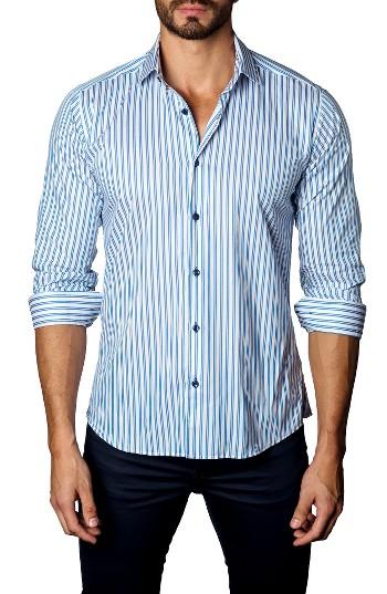 Men's Jared Lang Trim Fit Vertical Stripe Sport Shirt - White