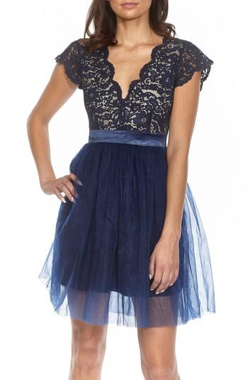 Women's Tfnc Macen Scalloped Lace Skater Dress - Blue