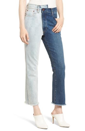 Women's Alice + Olivia Amazing Two-tone High Waist Boyfriend Jeans - Blue