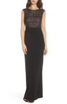 Women's Adrianna Papell Beaded Mesh Bodice Gown - Black