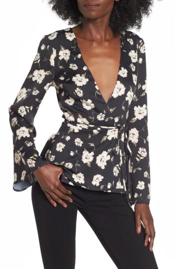 Women's L'academie The Eliot Wrap Blouse - Black