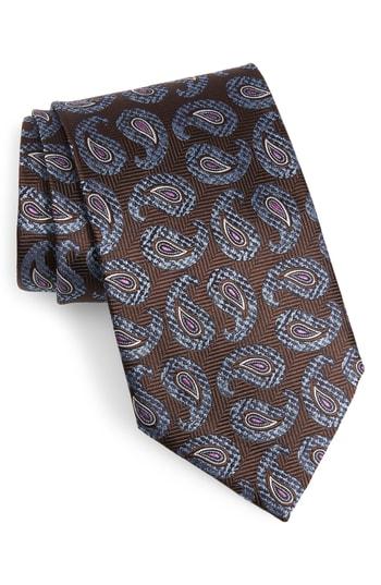 Men's Ermenegildo Zegna Paisley Silk X-long Tie, Size X-long - Red