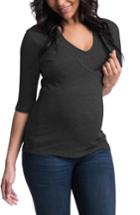 Women's Bun Maternity 'softie' Three-quarter Sleeve Maternity/nursing Tee - Black
