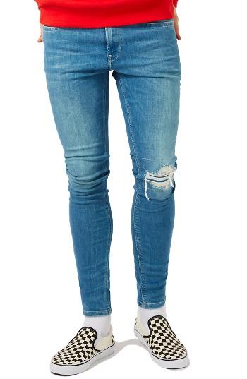 Men's Topman Ripped Spray-on Skinny Fit Jeans X 32 - Blue