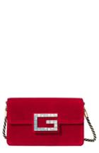 Gucci Small Broadway Velvet Shoulder Bag - Red