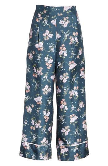 Women's Rebecca Taylor Emilia Silk Blend Pants - Blue/green