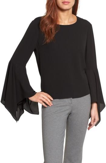 Petite Women's Vince Camuto Handkerchief Sleeve Blouse P - Black