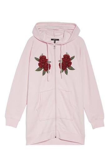 Women's Brunette The Label Blonde Embroidered Zip Hoodie - Pink