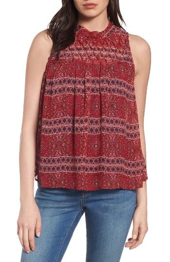 Women's Lucky Brand Pintuck Yoke Tank - Red