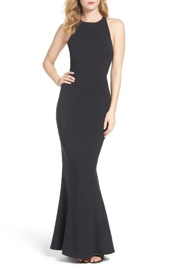 Women's Maria Bianca Nero Ruffle Low Back Mermaid Gown - Black