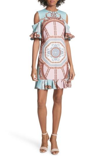 Women's Ted Baker London Norahe Versailles Cold Shoulder Dress - Blue/green