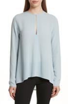 Women's Theory Slit Front Silk Georgette Blouse, Size - Blue