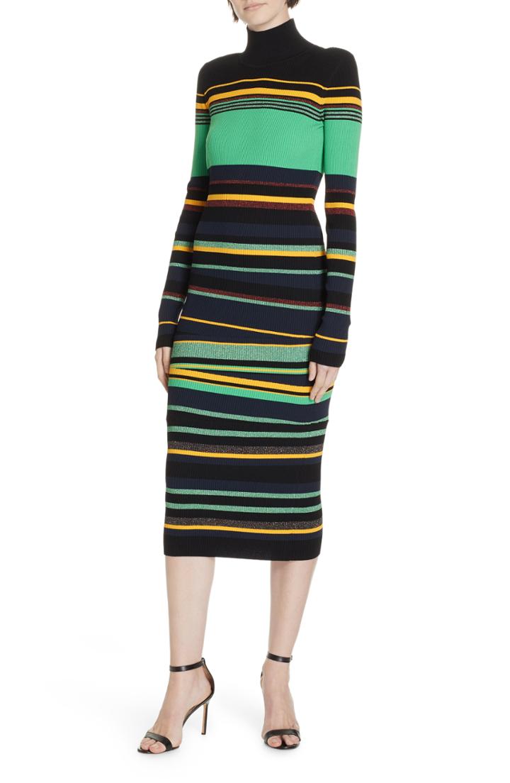 Women's Dvf Finn Stripe Sweater Dress - Black