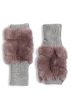 Women's Jocelyn Genuine Rabbit Fur Fingerless Knit Mittens, Size - Purple