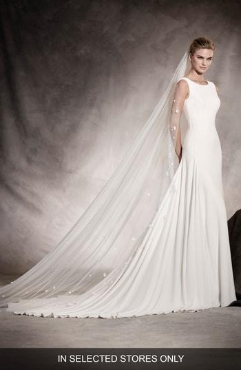 Women's Pronovias Amaya Crepe A-line Gown