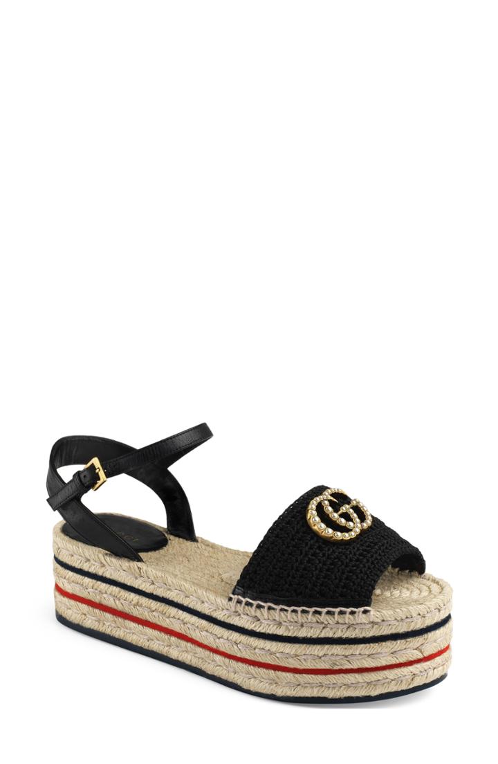 Women's Gucci Lilibeth Platform Espadrille Sandal .5us / 34.5eu - Black