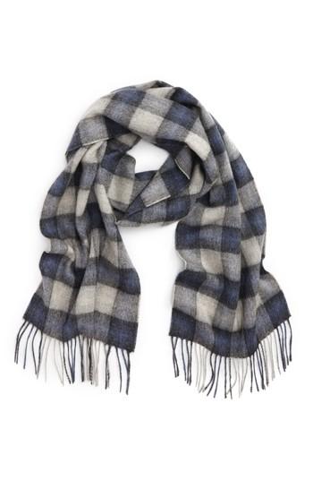 Men's Barbour Gowan Check Wool & Cashmere Scarf, Size - Blue