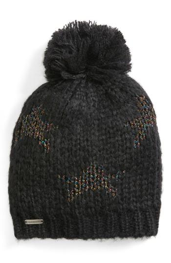 Women's Steve Madden Shining Star Pom Beanie - Black