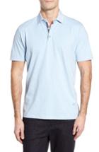 Men's Stone Rose Floral Collar Jersey Polo (l) - Blue
