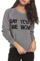 Women's Bow & Drape Say You'll Be Wine Lounge Sweatshirt - Grey