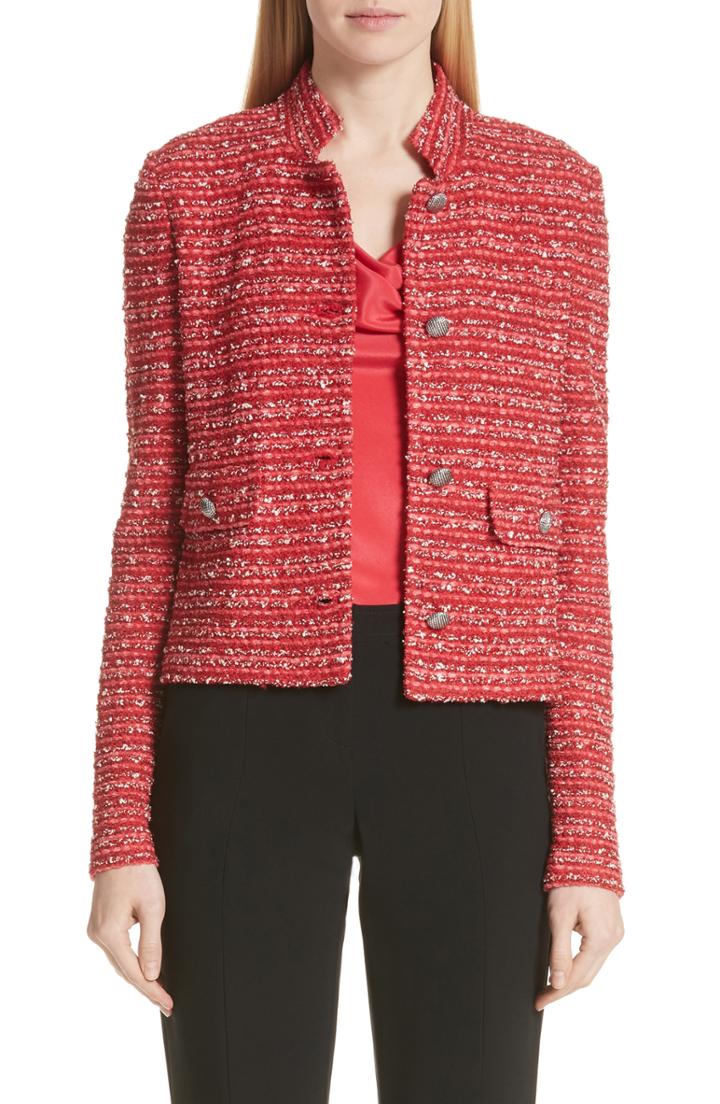 Women's St. John Collection Inlay Stripe Boucle Knit Jacket