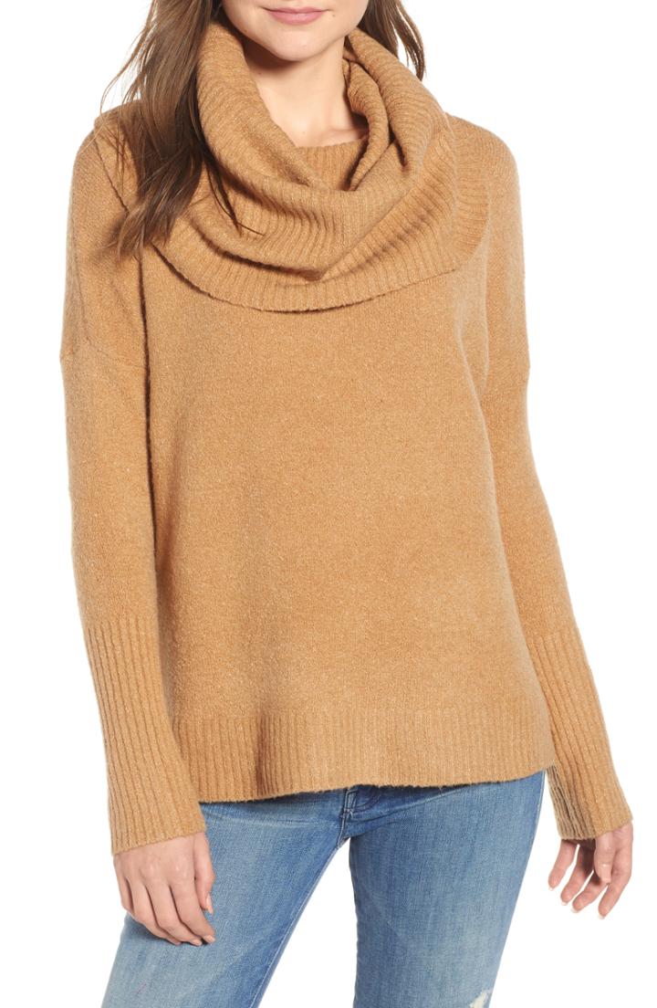 Women's French Connection Cowl Neck Sweater - Brown