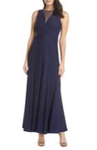 Women's Morgan & Co. Metallic Ribbed Trumpet Gown