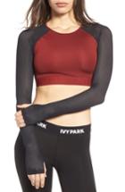 Women's Ivy Park Mesh Raglan Sleeve Crop Top - Brown