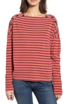 Women's Stateside Stripe Button Tee - Red