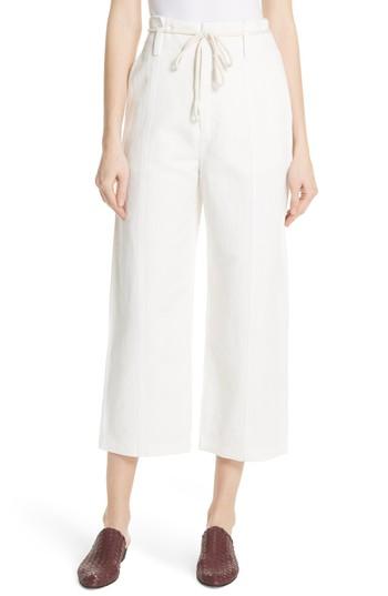 Women's Vince High Rise Linen Cotton Crop Pants - Ivory