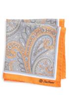 Men's David Donahue Paisley Silk Pocket Square, Size - Grey