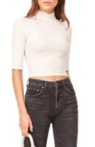 Women's Reformation Tara Mock Neck Crop Top - White