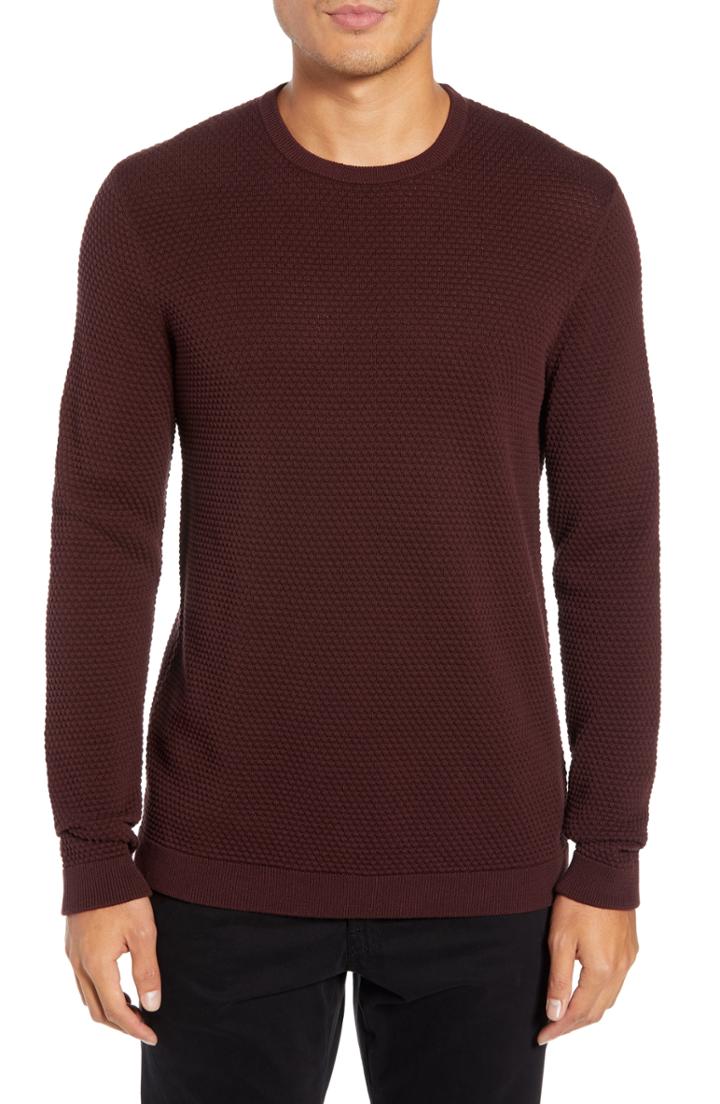 Men's Theory Udeval Matelasse Crewneck Sweater - Burgundy