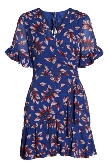 Women's Adelyn Rae Faux Wrap Ruffle Trim Minidress - Blue