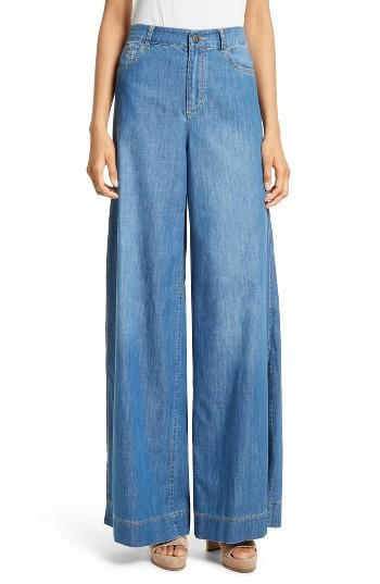 Women's Alice + Olivia Clarissa Side Slit Wide Leg Jeans - Blue