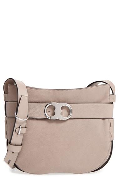 Tory Burch Small Gemini Belted Leather Hobo - Grey