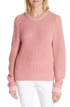 Women's Rag & Bone Cheryl Stripe Cuff Wool Blend Sweater, Size - Pink