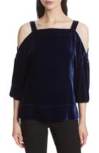 Women's Tibi Cold Shoulder Velvet Top - Blue