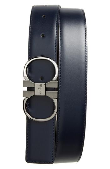Men's Salvatore Ferragamo Double Gancini Leather Dress Belt