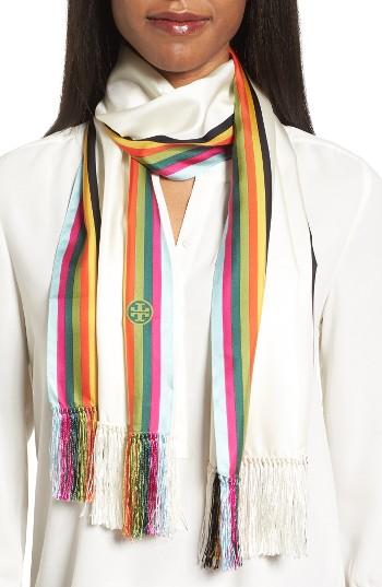 Women's Tory Burch Soul Stripe Silk Scarf