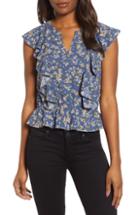 Women's 1.state Flounce Heritage Bouquet Blouse - Blue