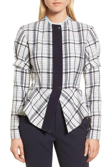 Women's Lewit Check Plaid Jacket - Ivory
